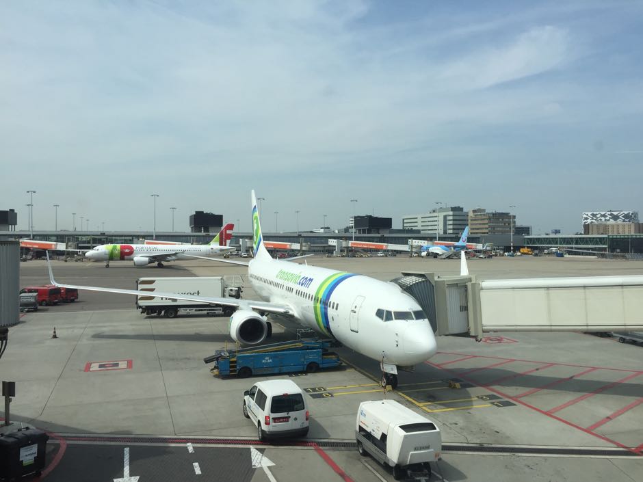 Our plane at the gate in Schipol