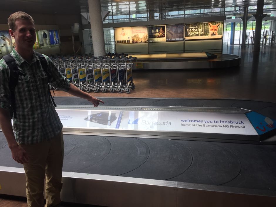 While waiting for our luggage Matt found a Barracuda Networks ad