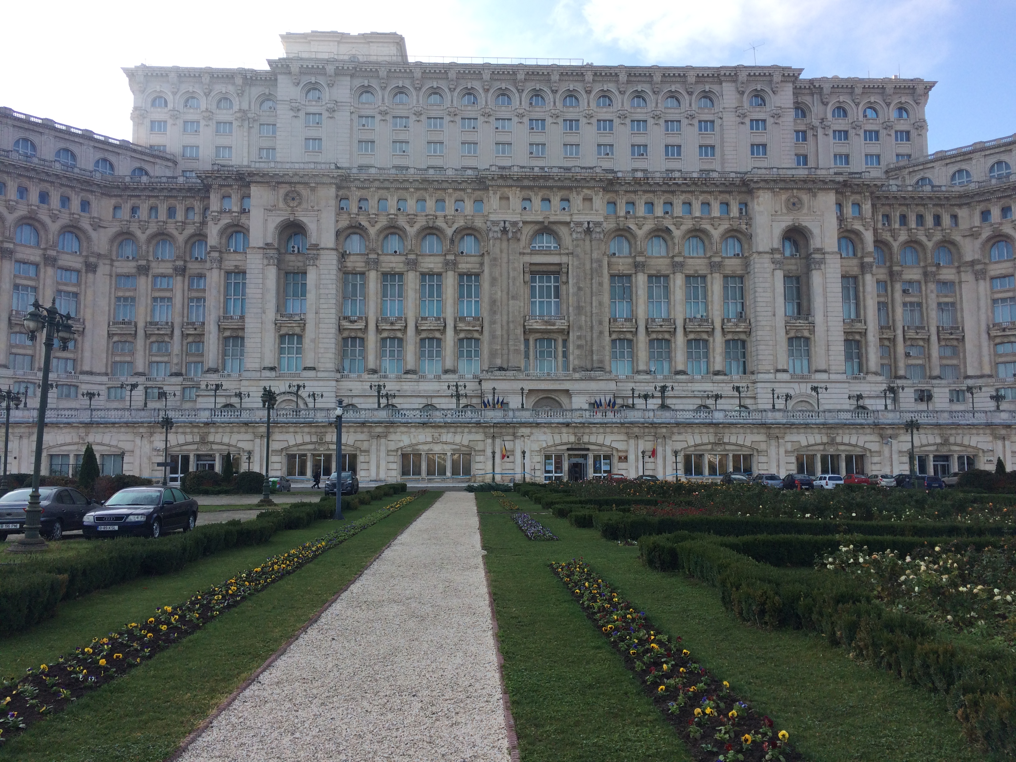 The side of the palace of the parliament